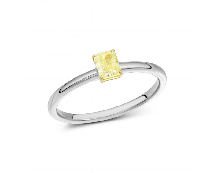 Princess-cut yellow diamond ring in white gold 1-244 155