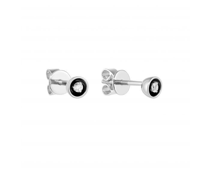 Earrings with diamonds in white gold 1С193ДК-0529