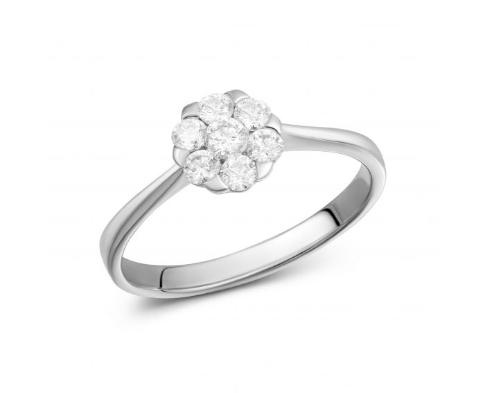 Кольцо с бриллиантами в белом золоте 1К193-0708