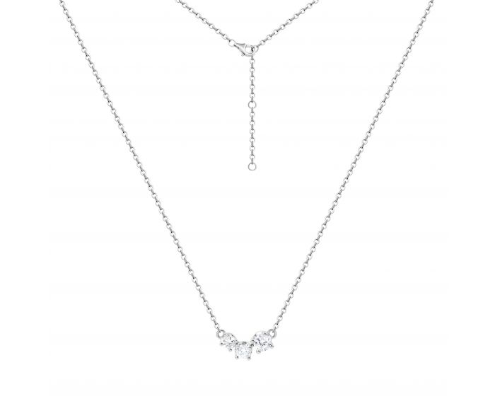 Necklace with diamonds in white gold 1Л193-0128