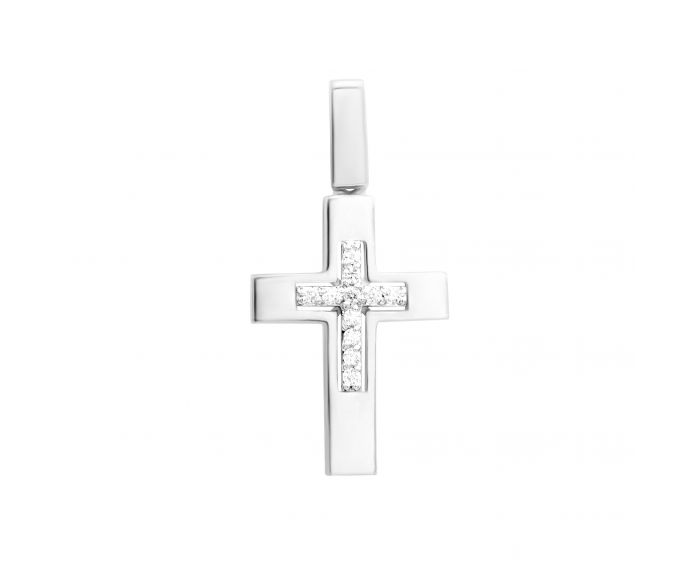 Cross with diamonds in white gold 1П814ДК-0002