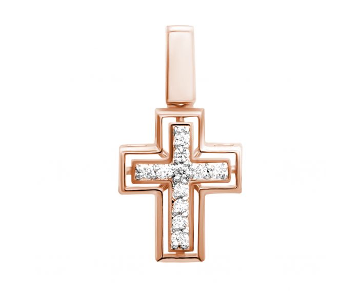 Cross with diamonds in rose gold 1P814DK-0003