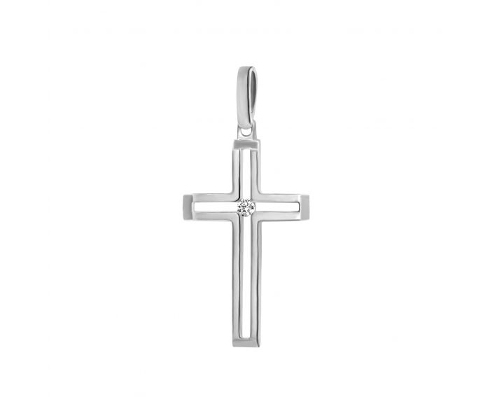 Cross with a diamond in white gold 1P814DK-0006