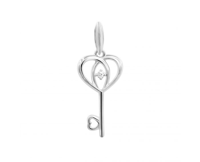 Pendant heart with a diamond in white gold 1П814ДК-0018