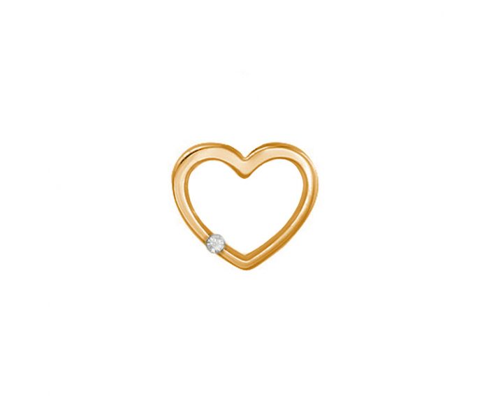 Pendant heart with a diamond in rose gold 1П814ДК-0022