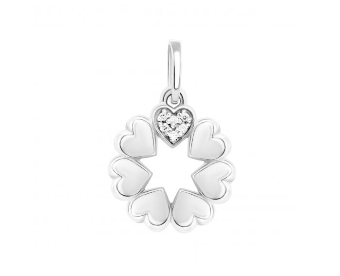 Pendant heart with diamonds in white gold 1P814DK-0030