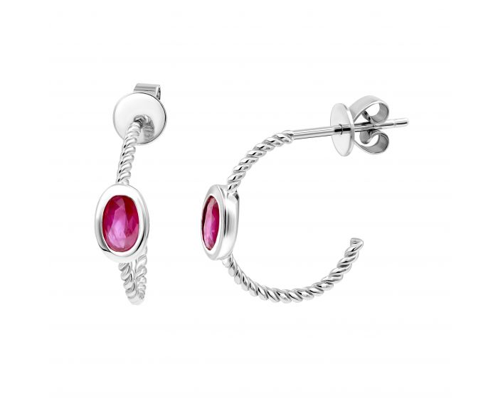 Earrings with rubies in white gold 1С034ДК-1746