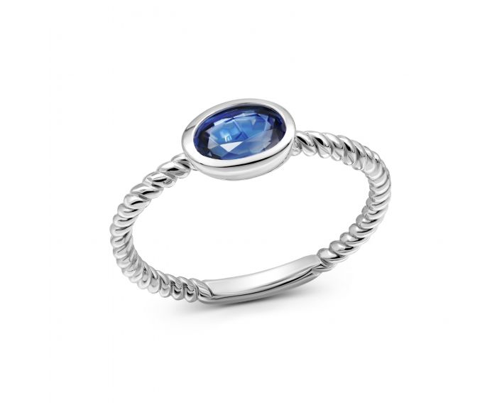 ring with a sapphire in white gold 1К034ДК-1733