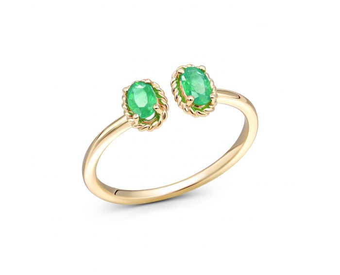 Ring with emeralds in yellow gold 1К034ДК-1736