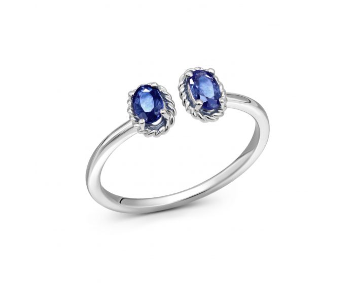 A ring with sapphires in white gold 1К034ДК-1738