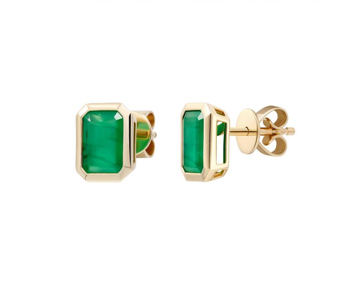 Earrings with emeralds in rose gold 1С034ДК-1398-1