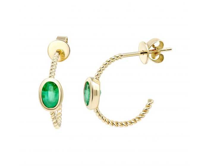 Earrings with emeralds in yellow gold 1С034ДК-1745