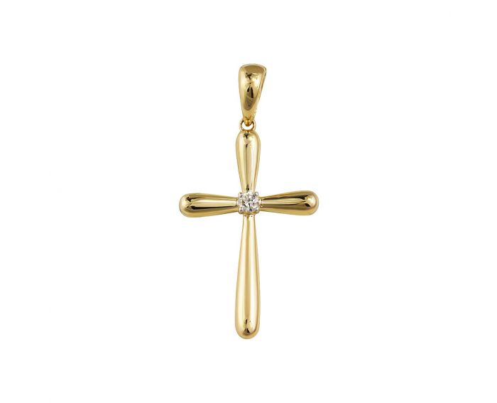 Cross with a diamond in rose gold 1-245 910