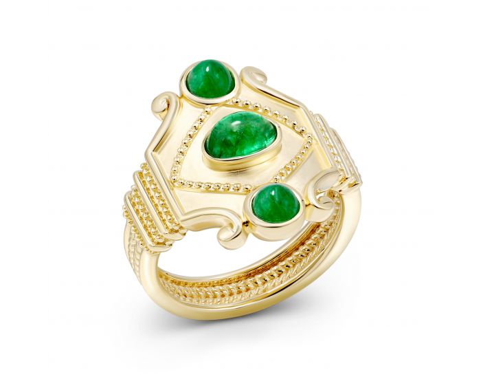 Ring with emeralds in yellow gold 1K034DK-1744