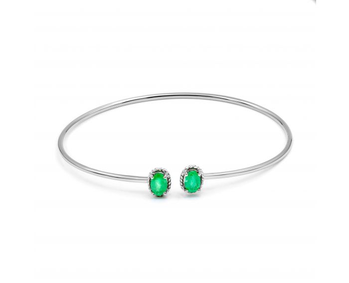 Bracelet with emeralds in white gold 1Б034ДК-0015