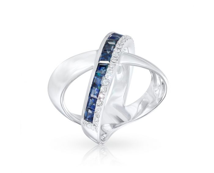 Ring with diamonds and sapphires in white gold 1-248 728