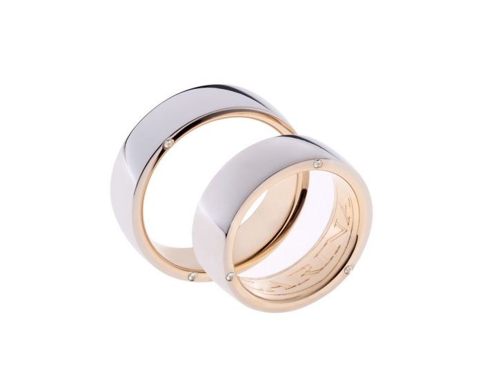 Wedding ring in a combination of white and rose gold 2ОБ619-0028