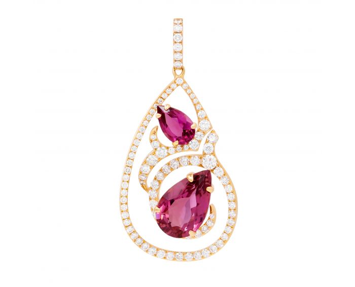 Rose gold pendant with diamonds and tourmalines 1P037-0014