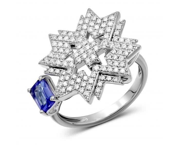 Ring with diamonds and tanzanite in white gold 1К034-1688