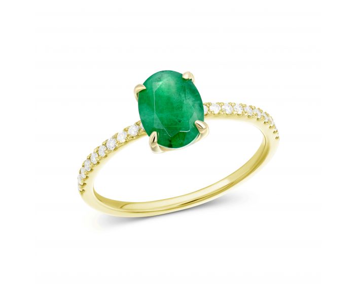 Diamond and emerald ring in yellow gold 1К034ДК-1679
