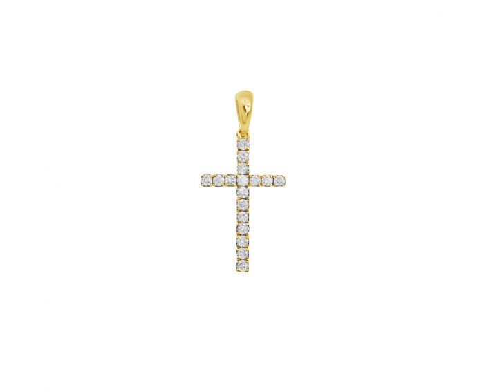 Крест с бриллиантами в розовом золоте 1П071ДК-0012