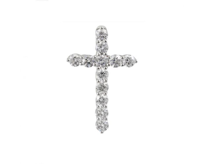 Cross pendant with diamonds in white gold 1P171-0014