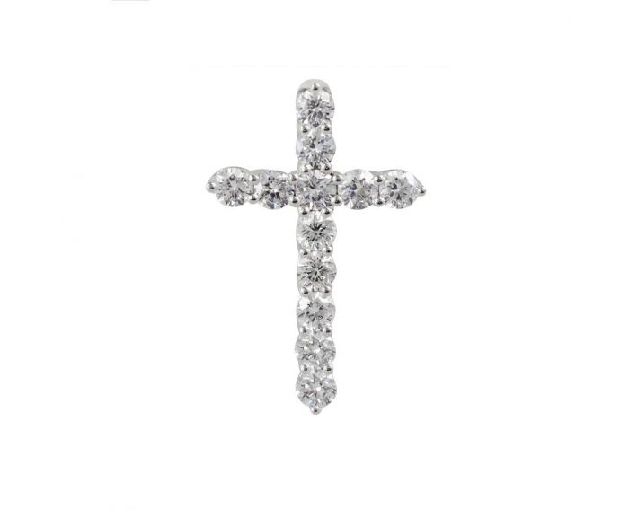 Крест с бриллиантами в белом золоте 1П171-0025