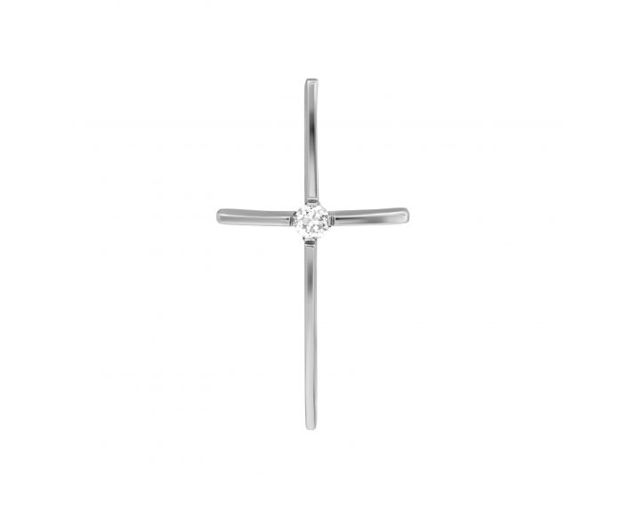 Cross with a diamond in white gold 1П171ДК-0013