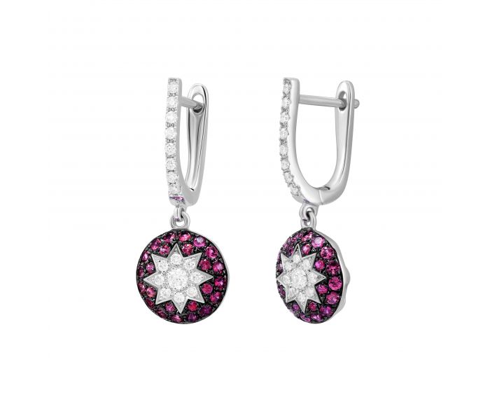 Earrings with diamonds and sapphires in white gold 1С759-0432