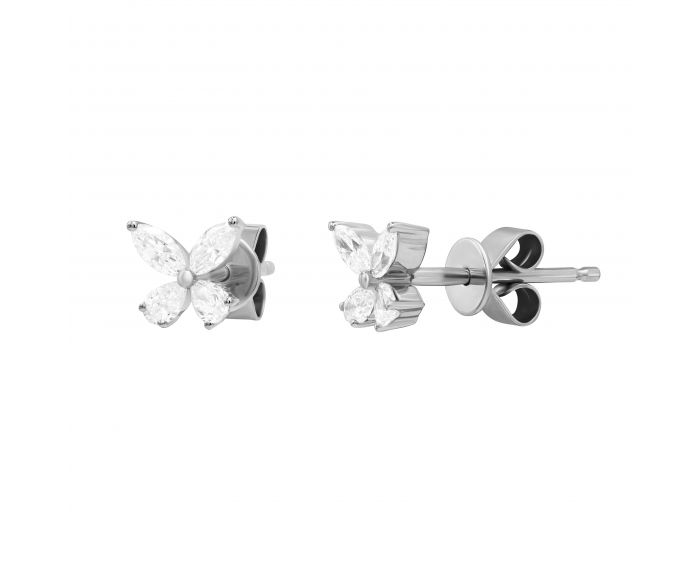 Earrings with diamonds in white gold 1С809-0363