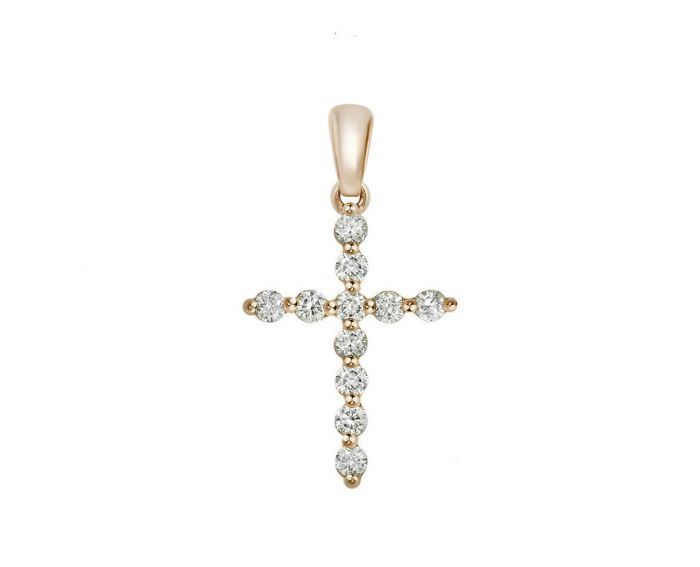 Cross with diamonds in rose gold 1П955ДК-0010