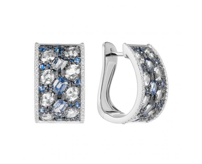 Earrings in white gold with diamonds and sapphires ZARINA