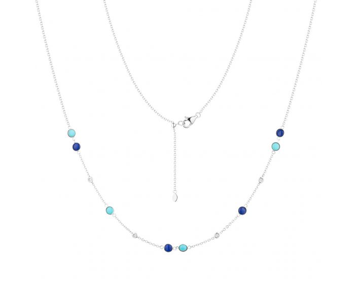 Necklace with diamonds, lapis lazuli and turquoise