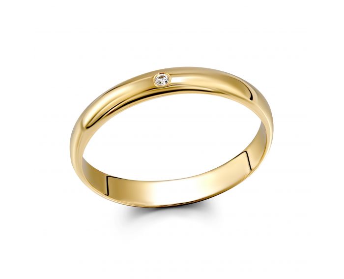 Wedding ring with a diamond in yellow gold 2ОБ071ДК-0001