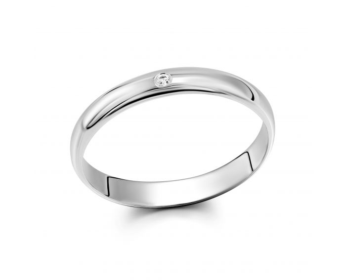 Wedding ring with a diamond in white gold 2ОБ071ДК-0001