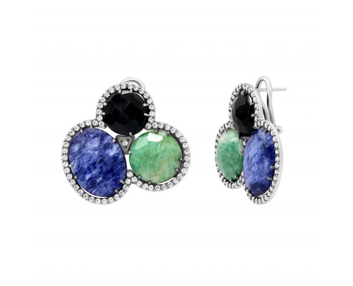 Earrings with onyx, jadeite and sodalite 2С138-0116