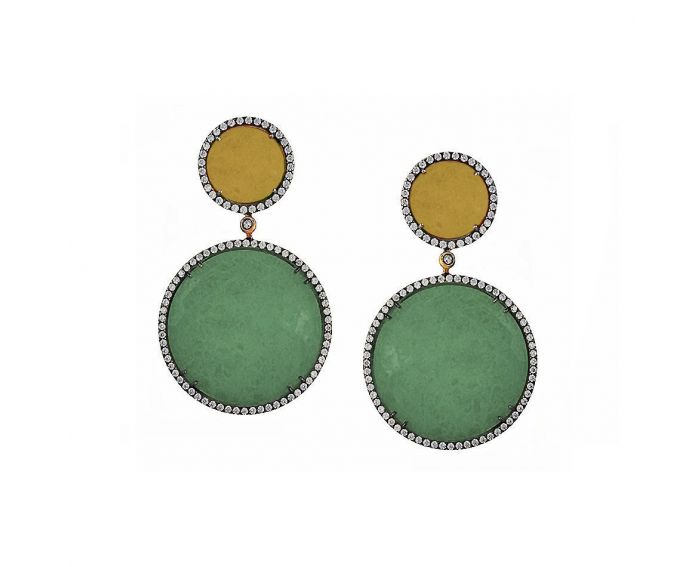 Earrings with aventurine in rose gold 2-154 655