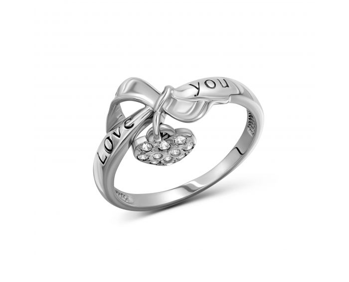 Ring with zirconias in white gold 2К071-0238