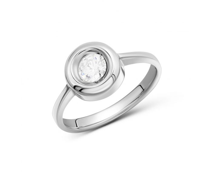 Ring with fianit in white gold 2К143-1443