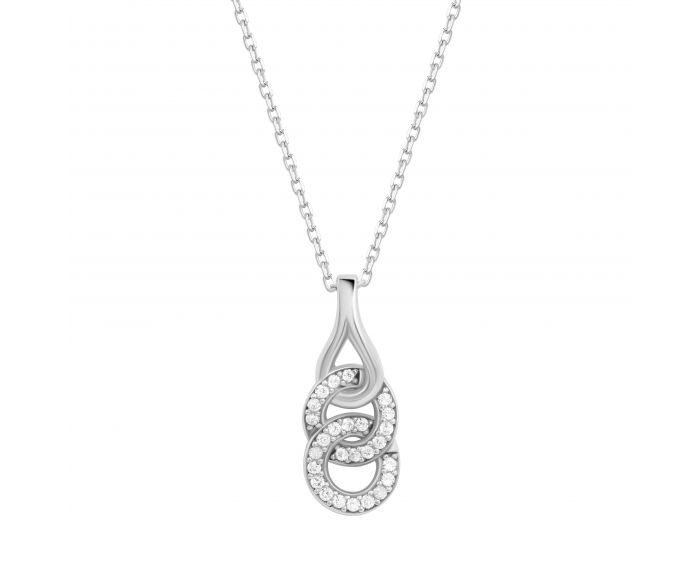 White gold necklace decorated with cubic zirkonia