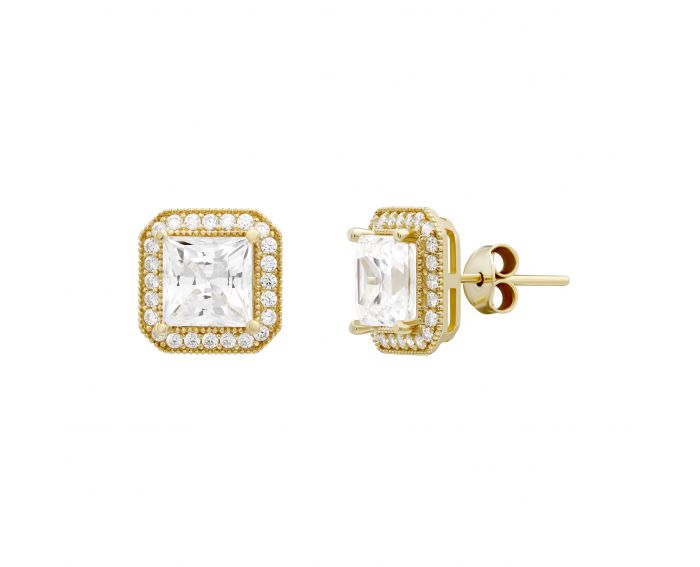 Earrings with cubic zirconia in yellow gold 2S143-2448