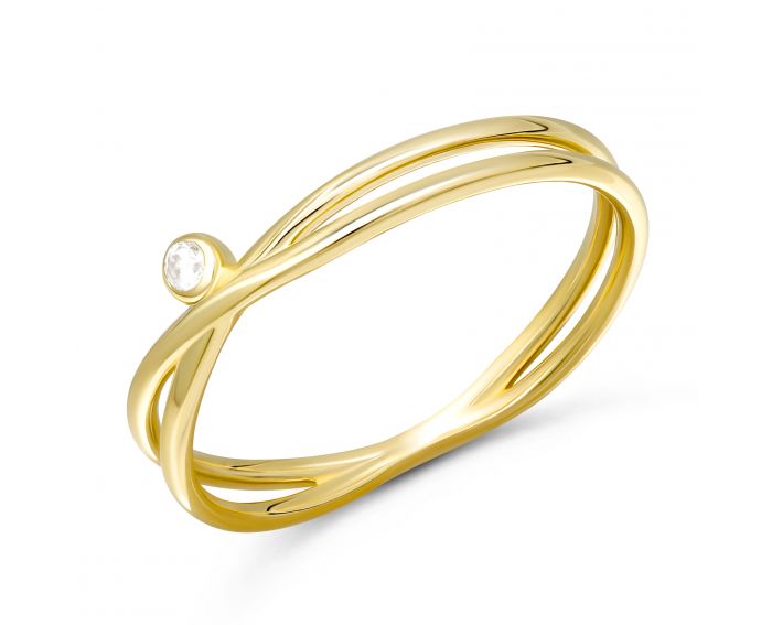 Ring with fianit in yellow gold 2К914-0103