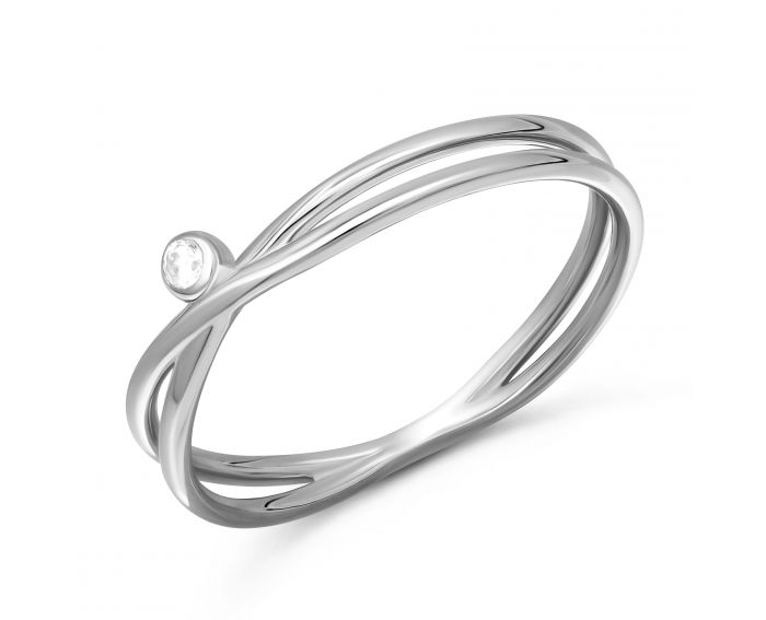 Ring with fianit in white gold 2К914-0102