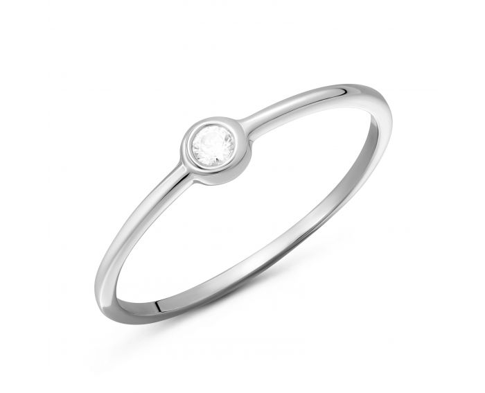 Ring with fianit in white gold 2К914-0104
