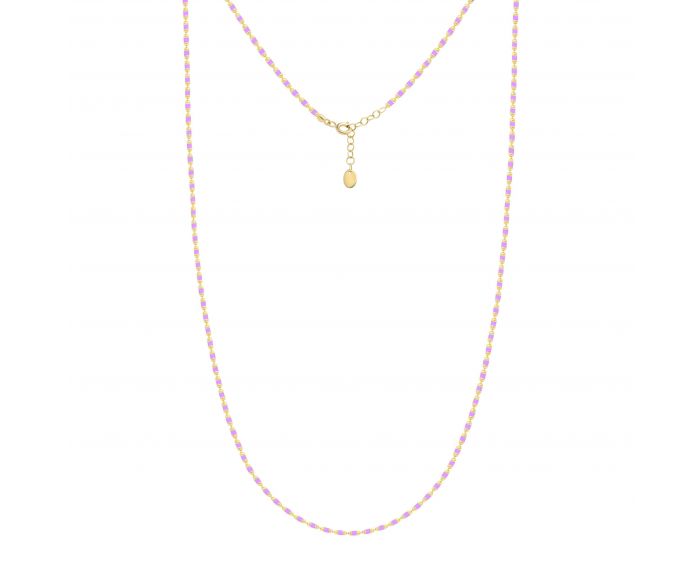 Light pink enamel necklace in yellow gold 2L526-0167-2