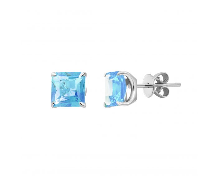 Earrings with topaz in white gold 2С034НП-1425