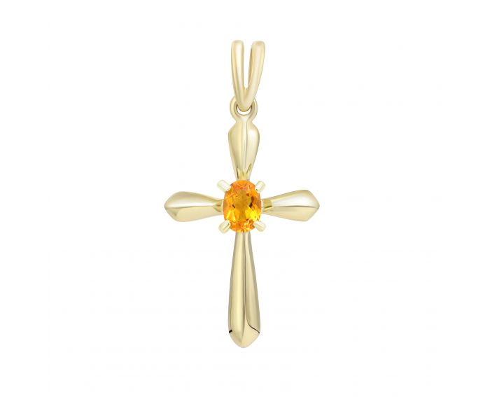 Cross with citrine in yellow gold 2П034НП-0579