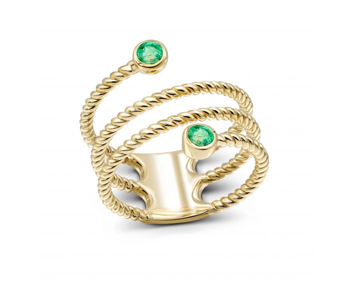 Ring with emeralds in yellow gold 1-245 332