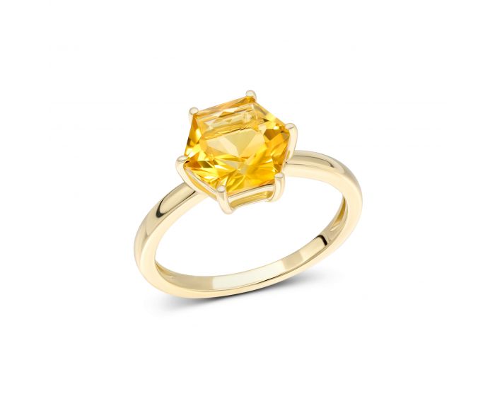 Кольцо с цитрином в желтом золоте 2К034НП-1683