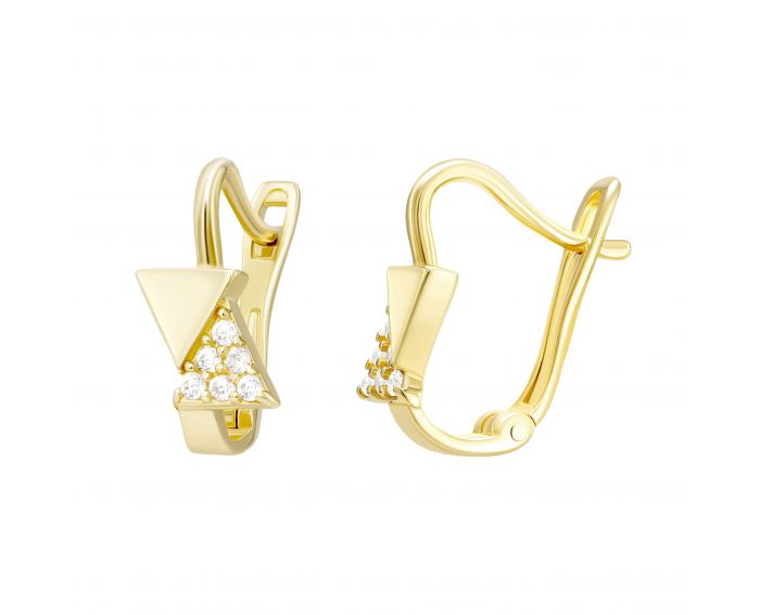 Earrings with cubic zirconia in yellow gold 2S143-2576